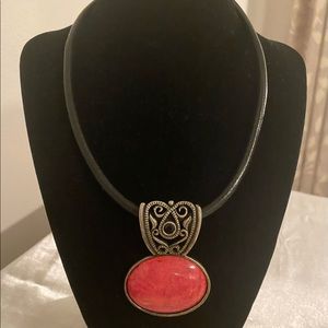 Chico’s Necklace Dark Pink Stone